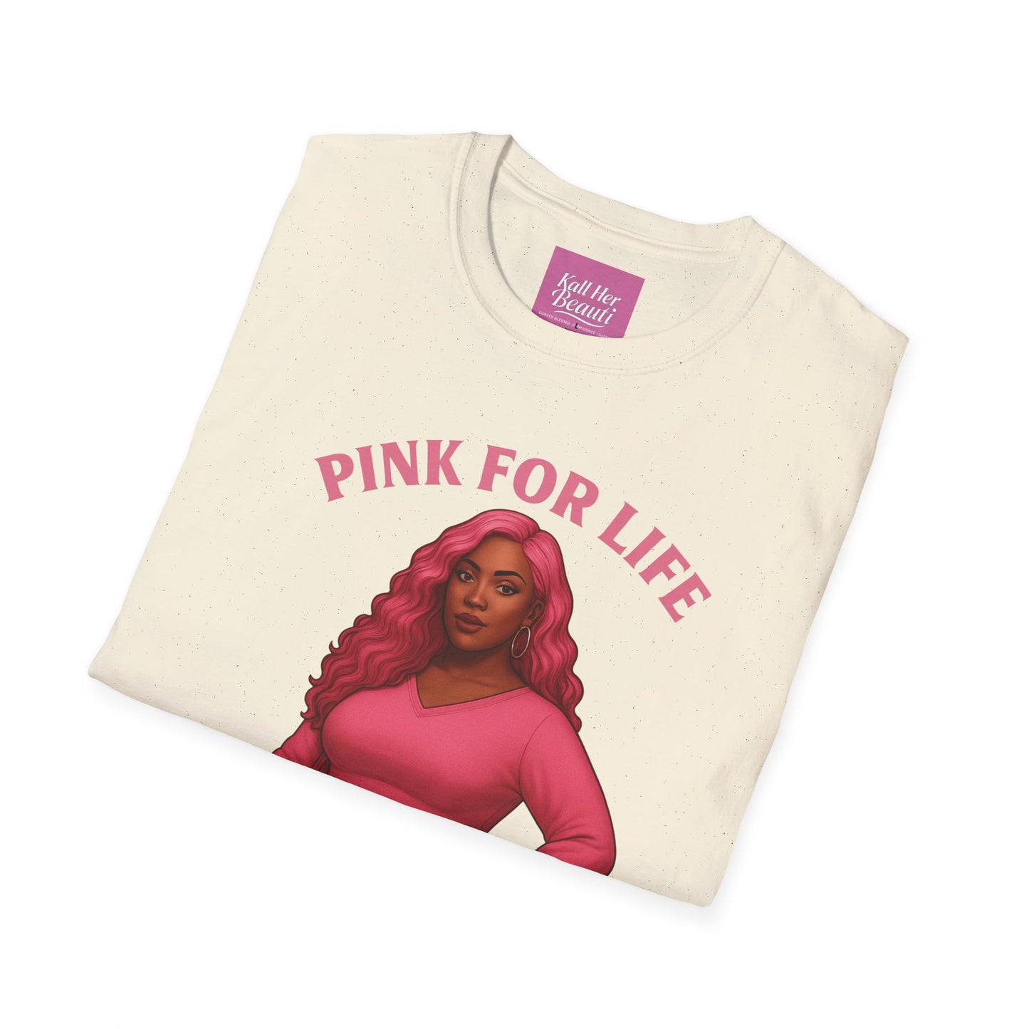 Curves Blessed Confidence Loaded T-Shirt | Pink For Life Statement | Kall Her Beauti