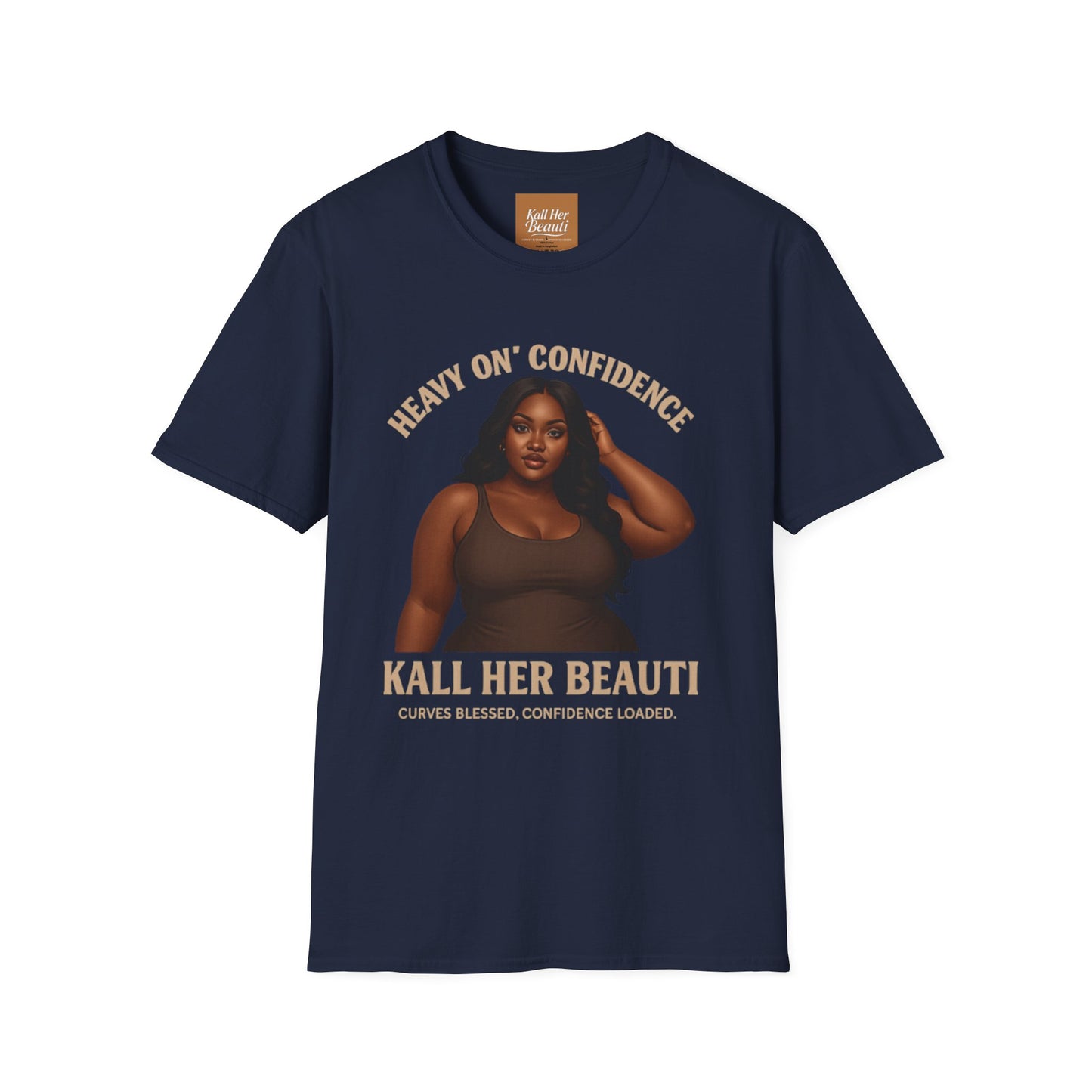 Heavy On Confidence Plus Size Woman T-Shirt | Kall Her Beauti Phrase Tee