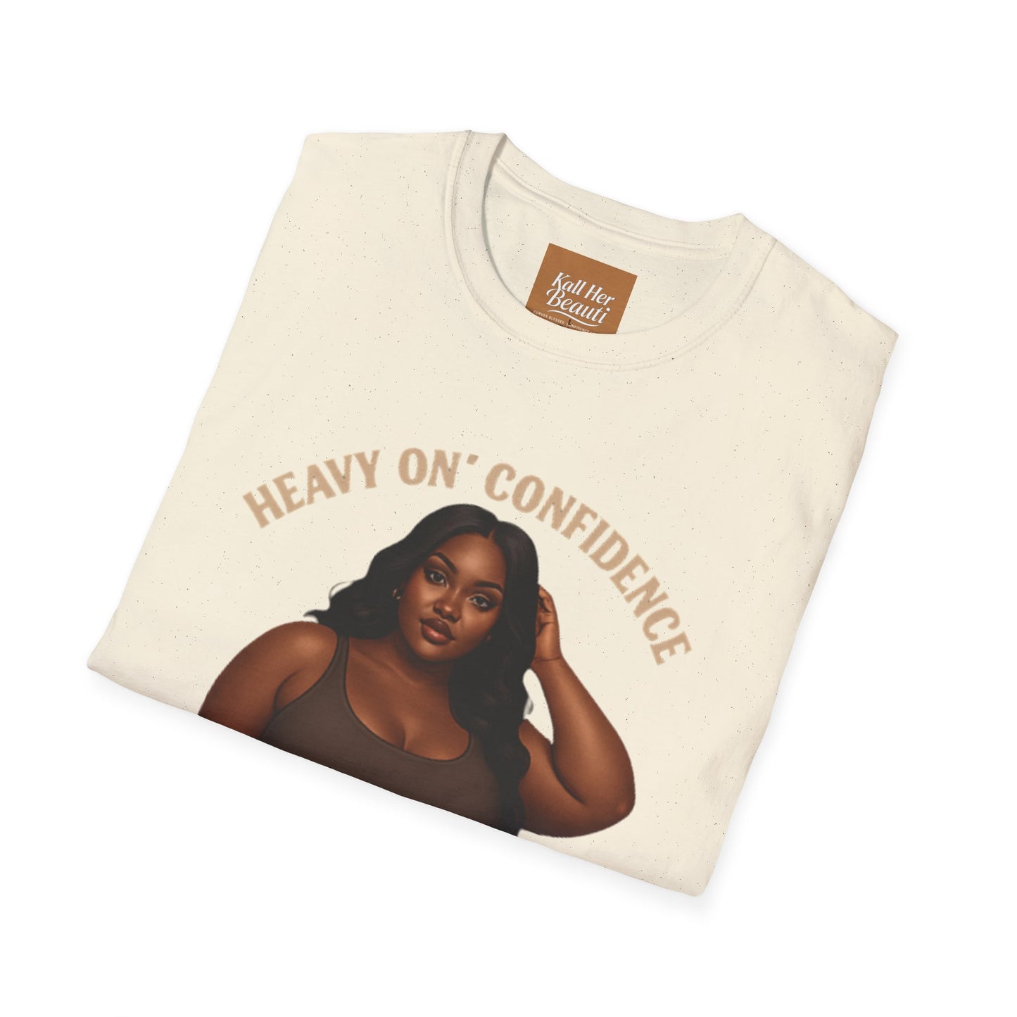 Heavy On Confidence Plus Size Woman T-Shirt | Kall Her Beauti Phrase Tee