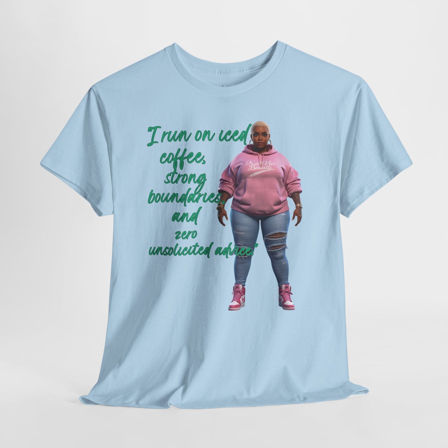 Say It With Your Chest-Iced Coffee & Boundaries" Oversized Streetwear Tee | Plus Size Graphic T-Shirt