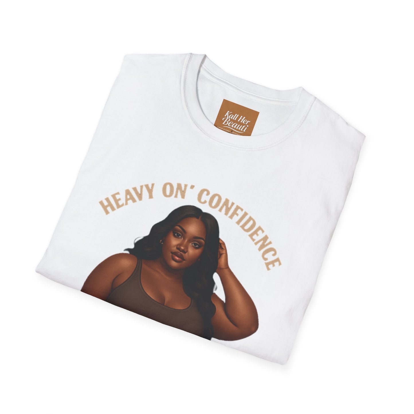 Heavy On Confidence Plus Size Woman T-Shirt | Kall Her Beauti Phrase Tee