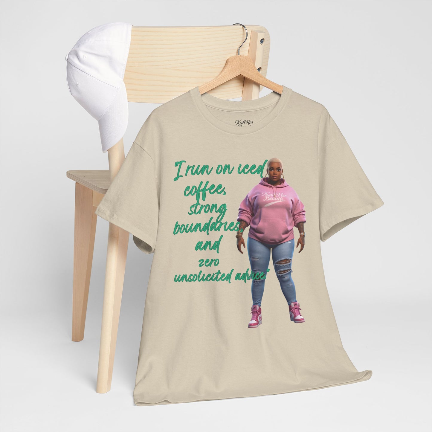 Say It With Your Chest-Iced Coffee & Boundaries" Oversized Streetwear Tee | Plus Size Graphic T-Shirt