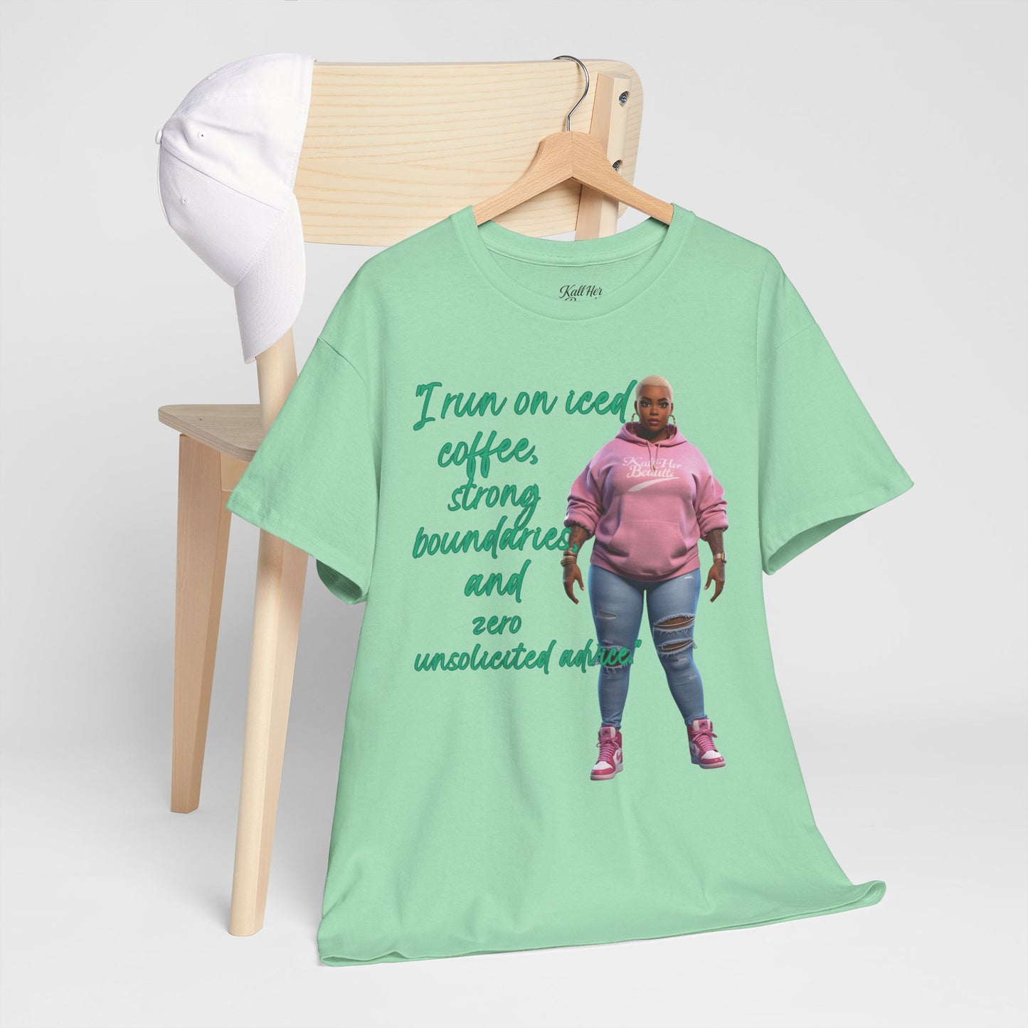 Say It With Your Chest-Iced Coffee & Boundaries" Oversized Streetwear Tee | Plus Size Graphic T-Shirt