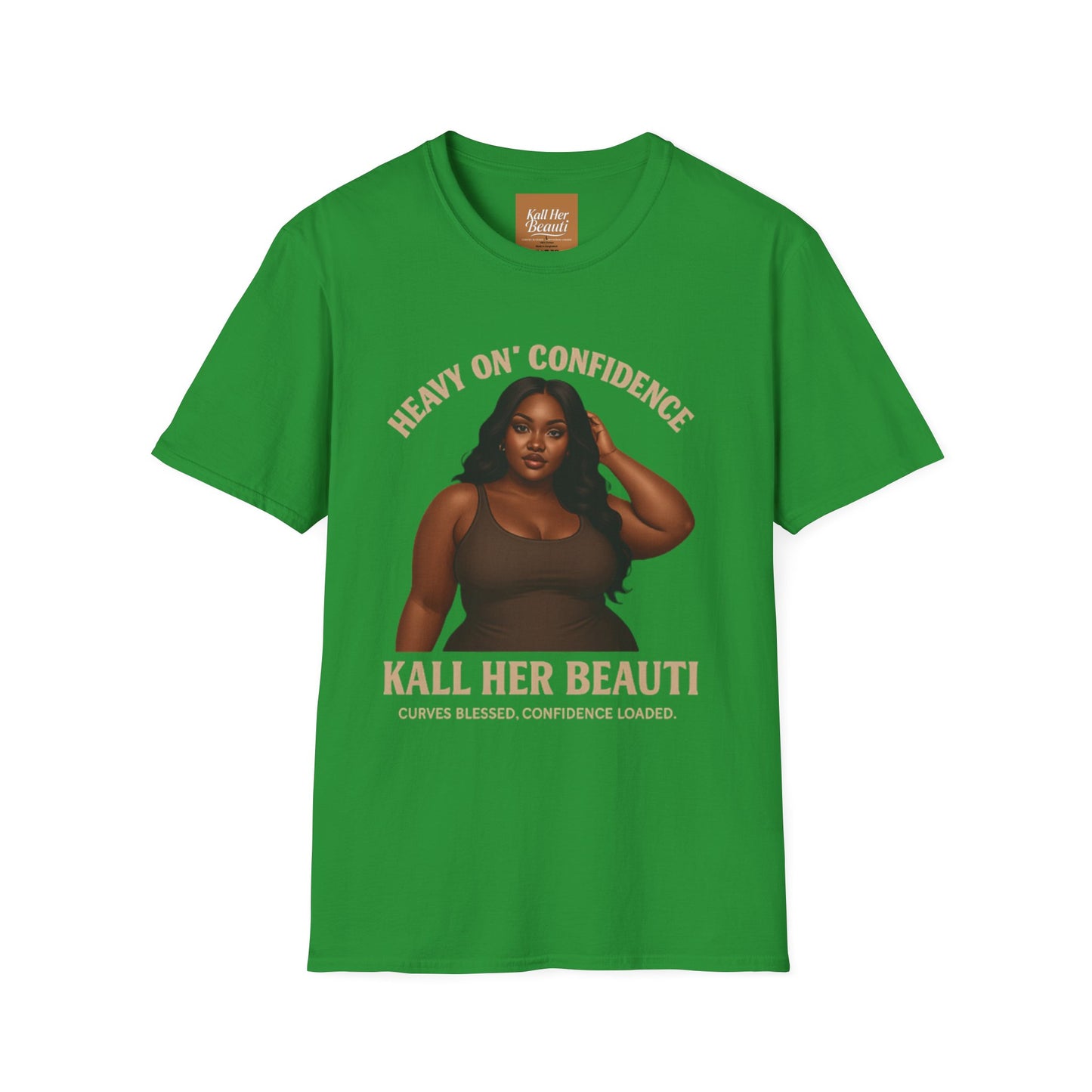 Heavy On Confidence Plus Size Woman T-Shirt | Kall Her Beauti Phrase Tee
