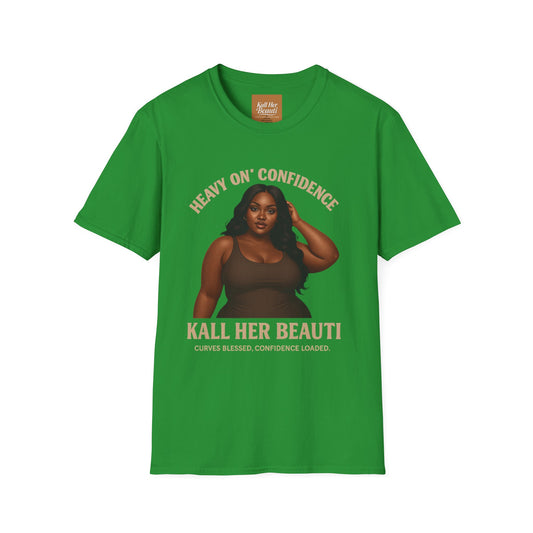 Heavy On Confidence Plus Size Woman T-Shirt | Kall Her Beauti Phrase Tee