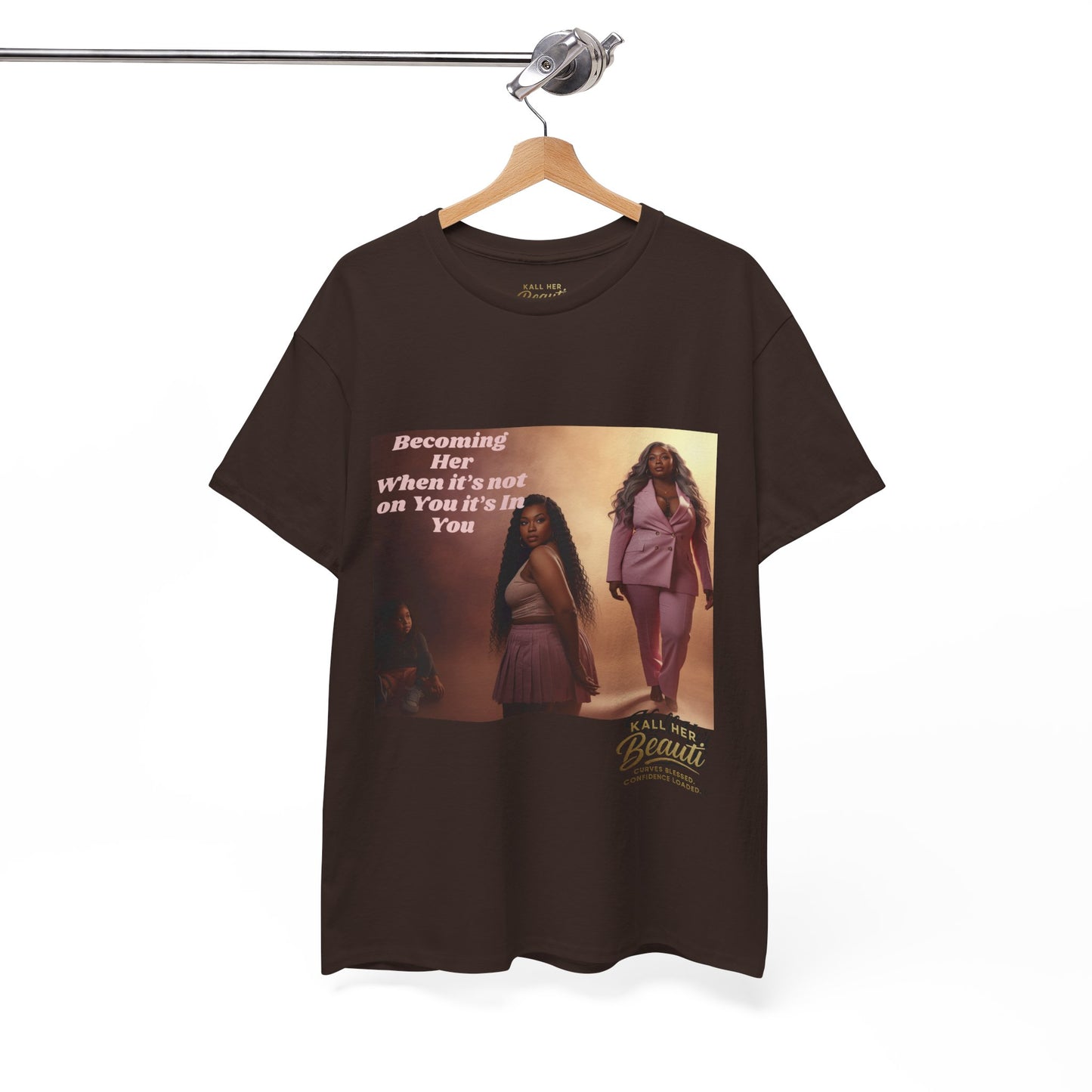 Becoming Her™ Plus-Size Affirmation Tee | Graphic T-Shirt S–5XL | Kall Her Beauti™