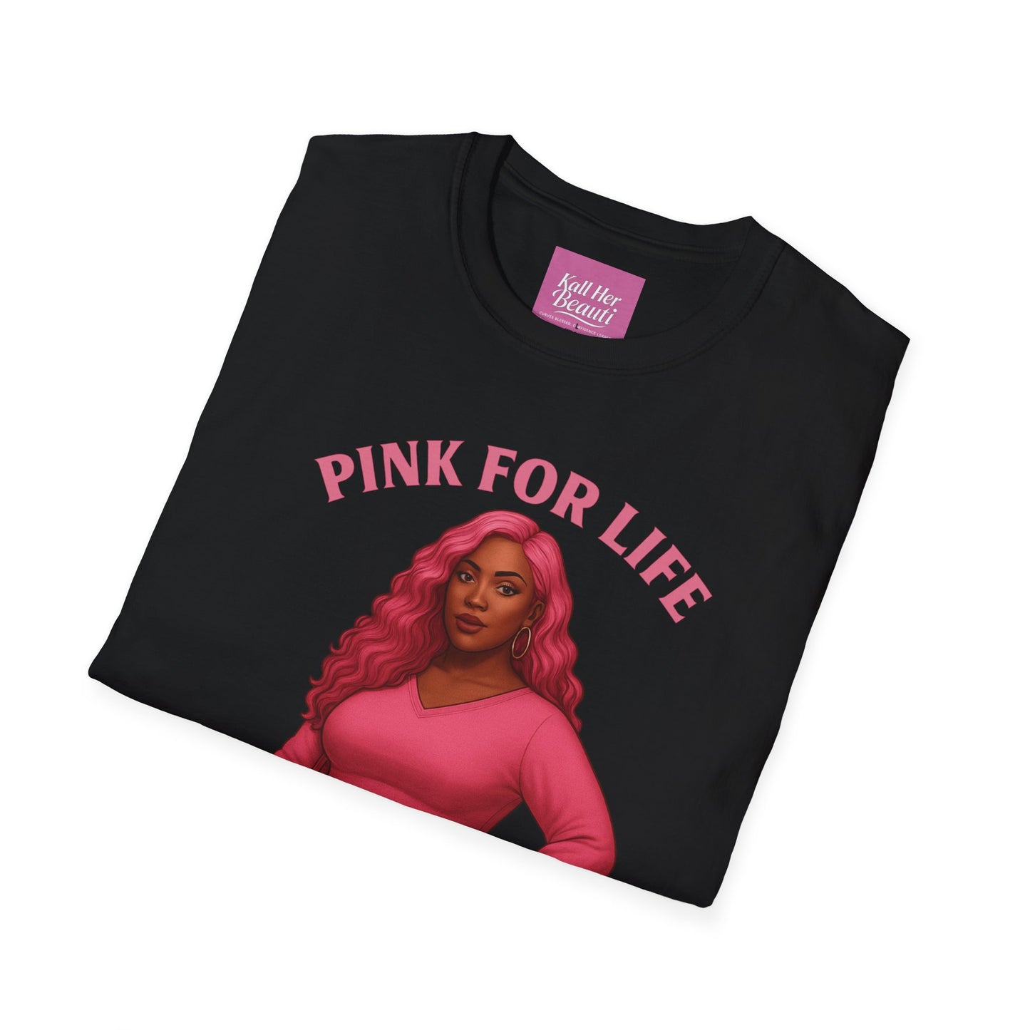 Curves Blessed Confidence Loaded T-Shirt | Pink For Life Statement | Kall Her Beauti
