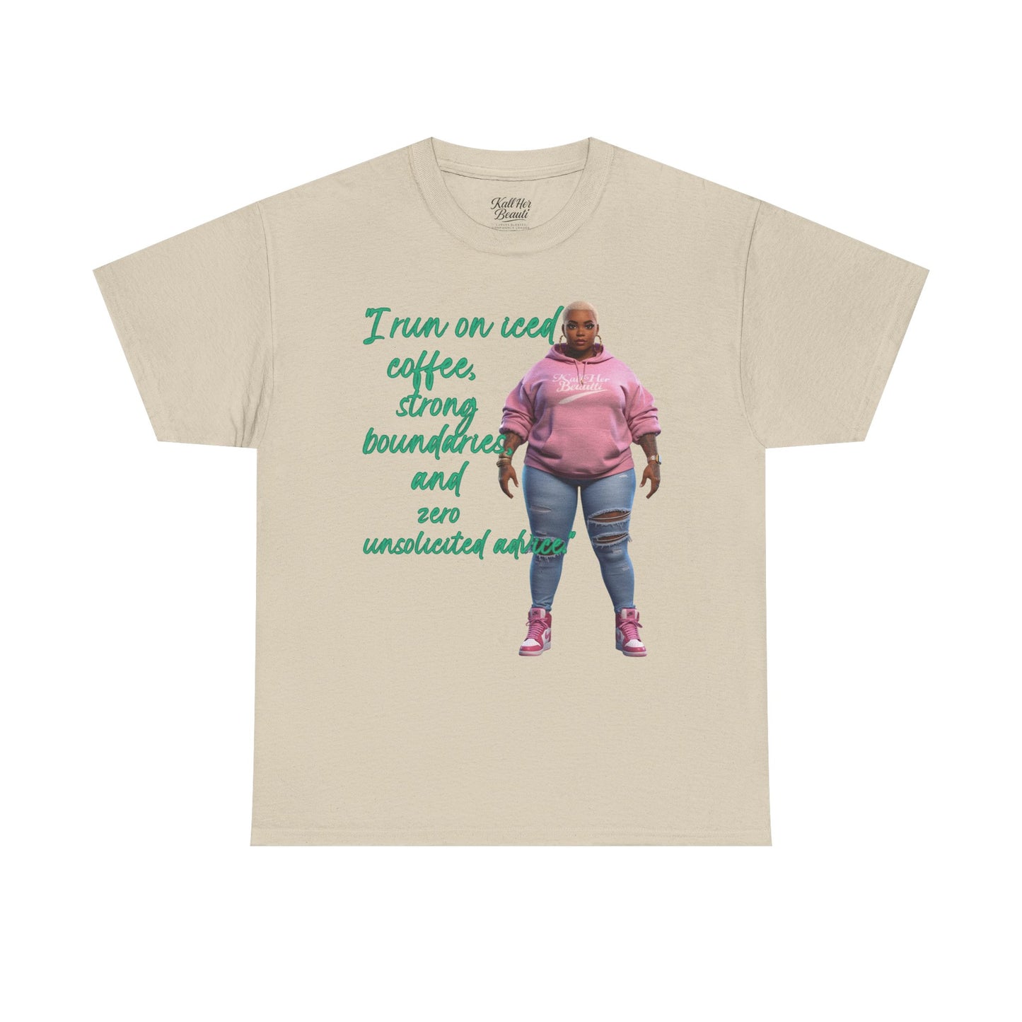 Say It With Your Chest-Iced Coffee & Boundaries" Oversized Streetwear Tee | Plus Size Graphic T-Shirt